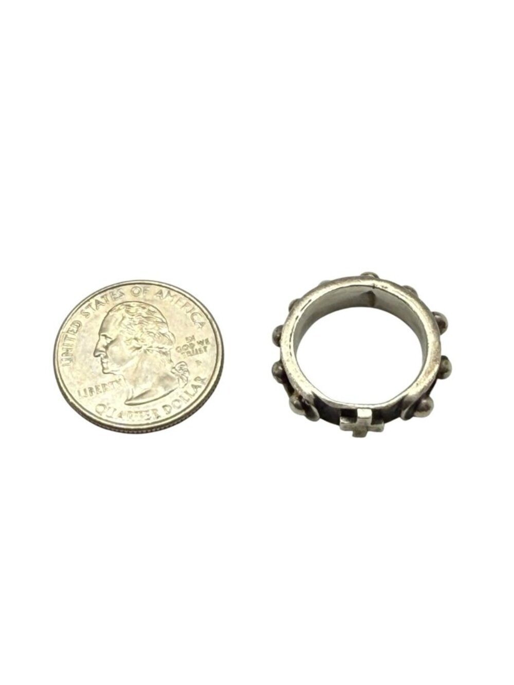 Sterling Silver Cross Band Ring Oxidized Artisan Gothic Biker Unisex Size 7.5 - Picture 6 of 8
